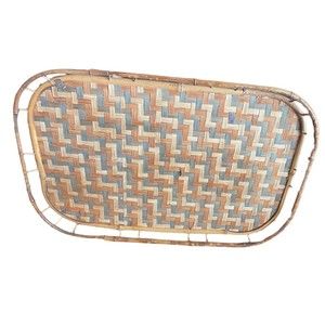 VINTAGE 19" x 13" LIGHT COLOR Teal Beige BAMBOO TRAY